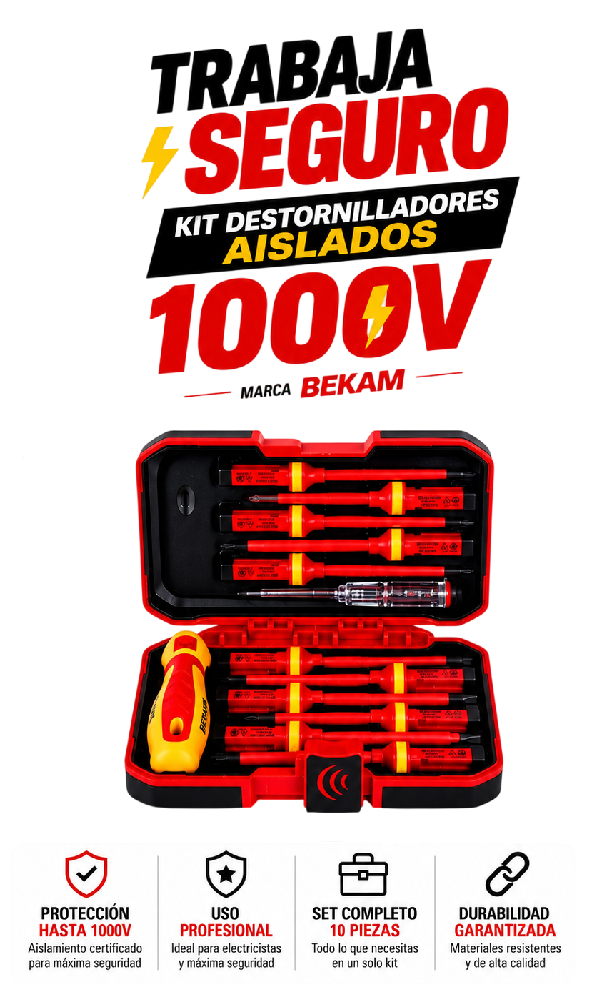 Trabaja Seguro - Kit Destornilladores Aislados 1000V