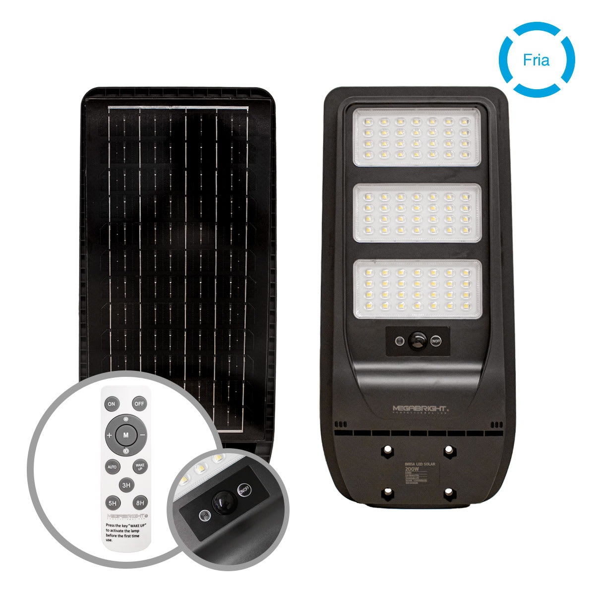 Luminaria LED Solar Público 200W 1900lm IP65