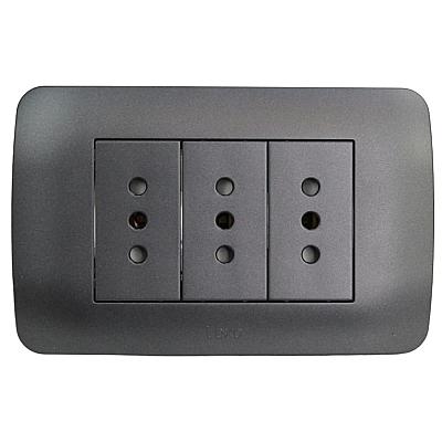 Enchufe Triple 10A Grafito Embutido NEV